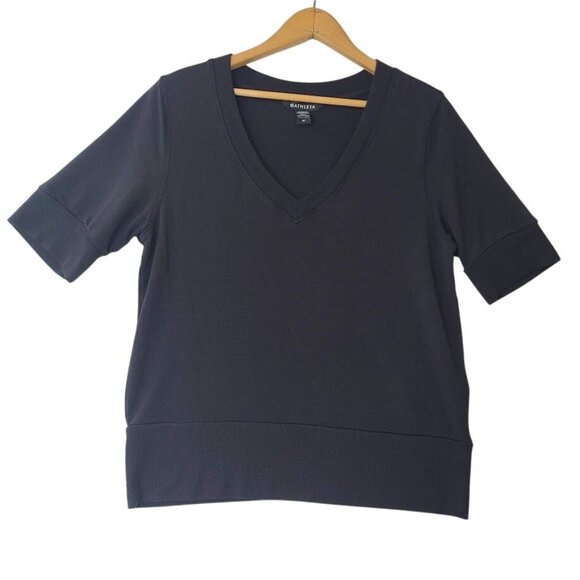 Athleta Tops - Athleta Womens Black Short-Sleeve V-Neck Tencel Modal Blend Top Size M
